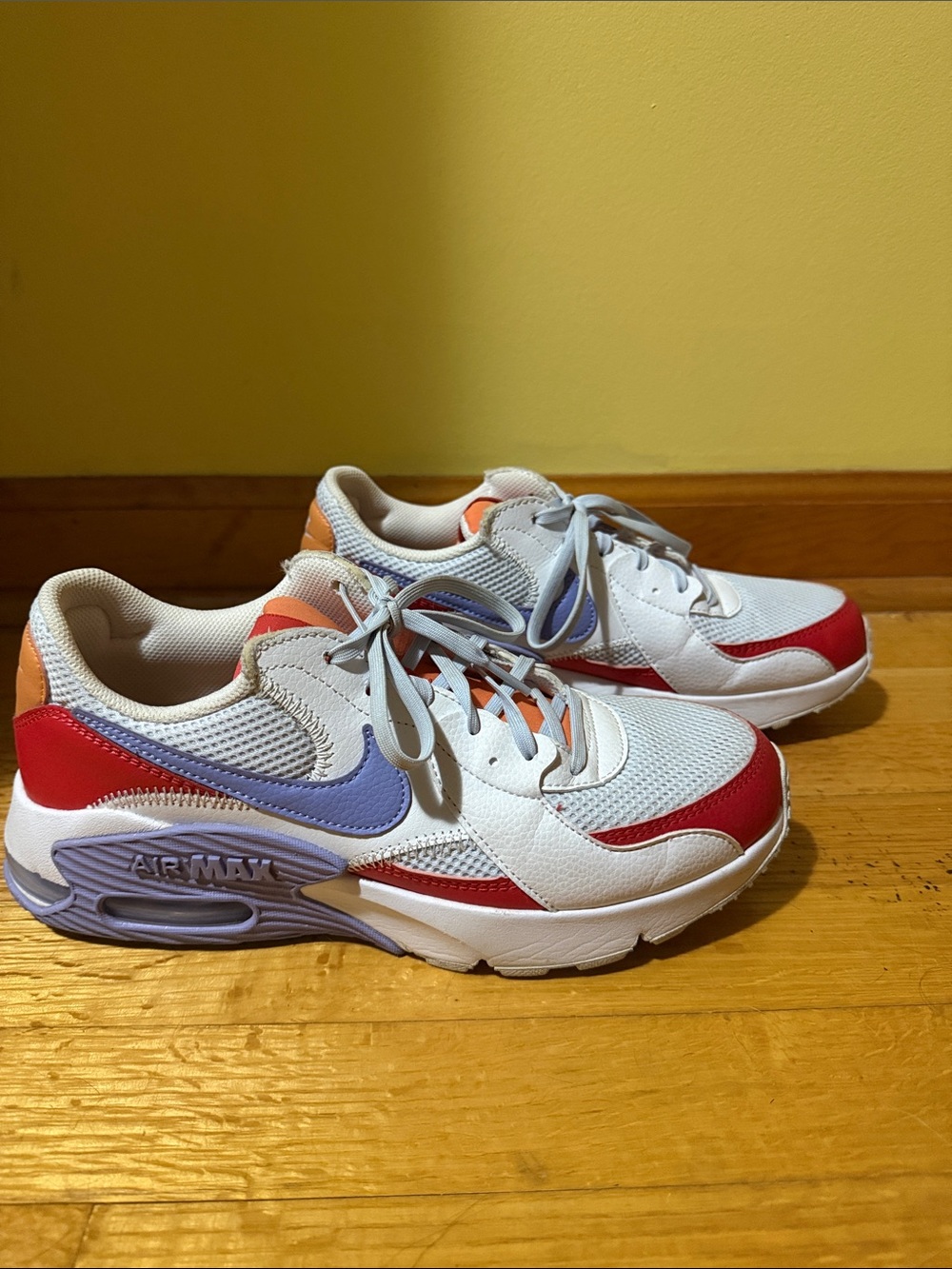 Nike White Sneakers with Red, Lavender & Orange Accents